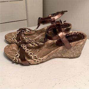Kenneth Cole Reaction | Girls My Swirl Bronze Braided Strappy Cork Wedge Sandals